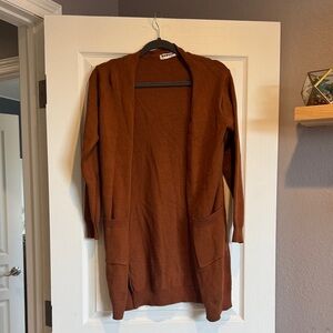 Elegant Brown Open-Front Cardigan